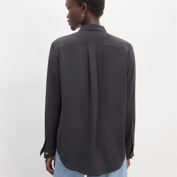 Everlane Black 100% Utility Clean Silk Long Sleeve Button Down Shirt Size 6 - Picture 2 of 9